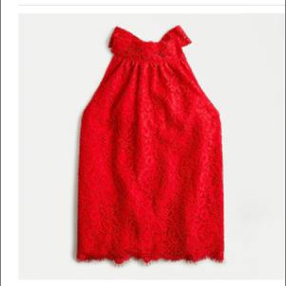 Jcrew red lace halter top